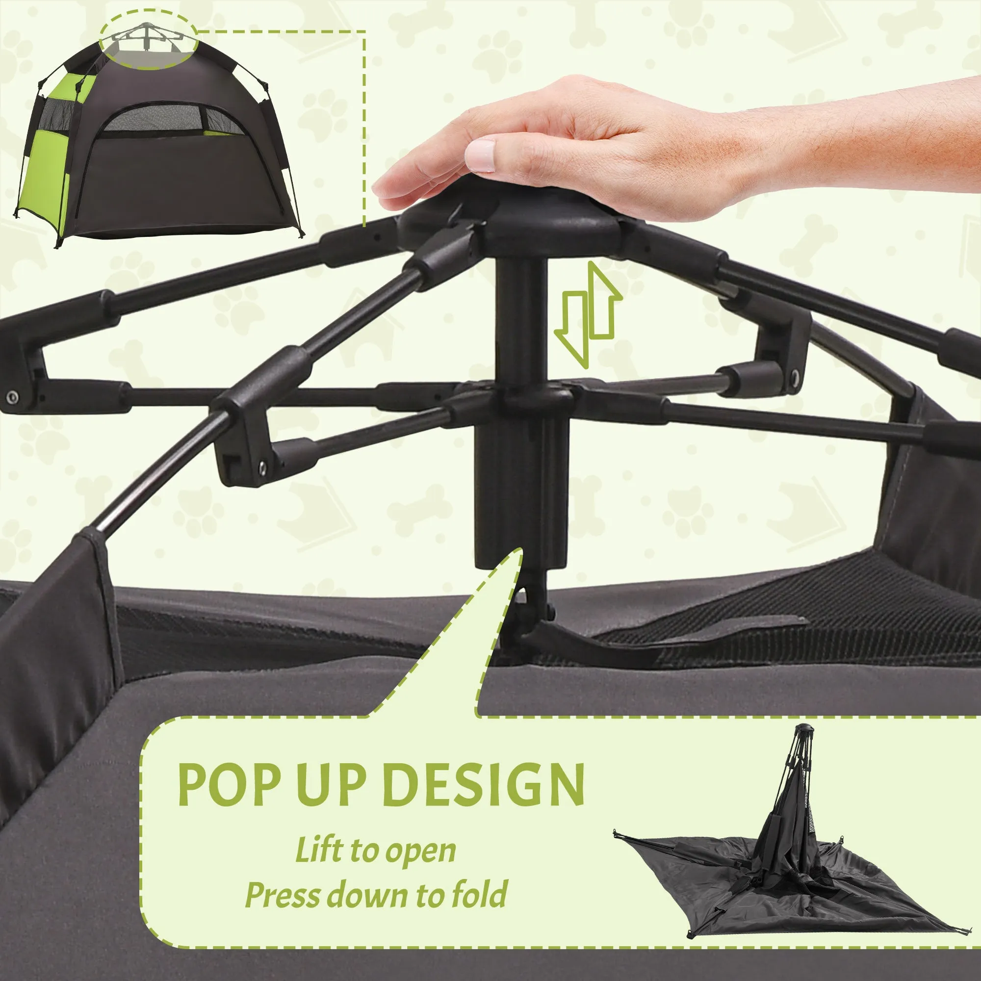 PawHut Foldable Dog Cat Tent with Waterproof Oxford Cloth, Carry Bag