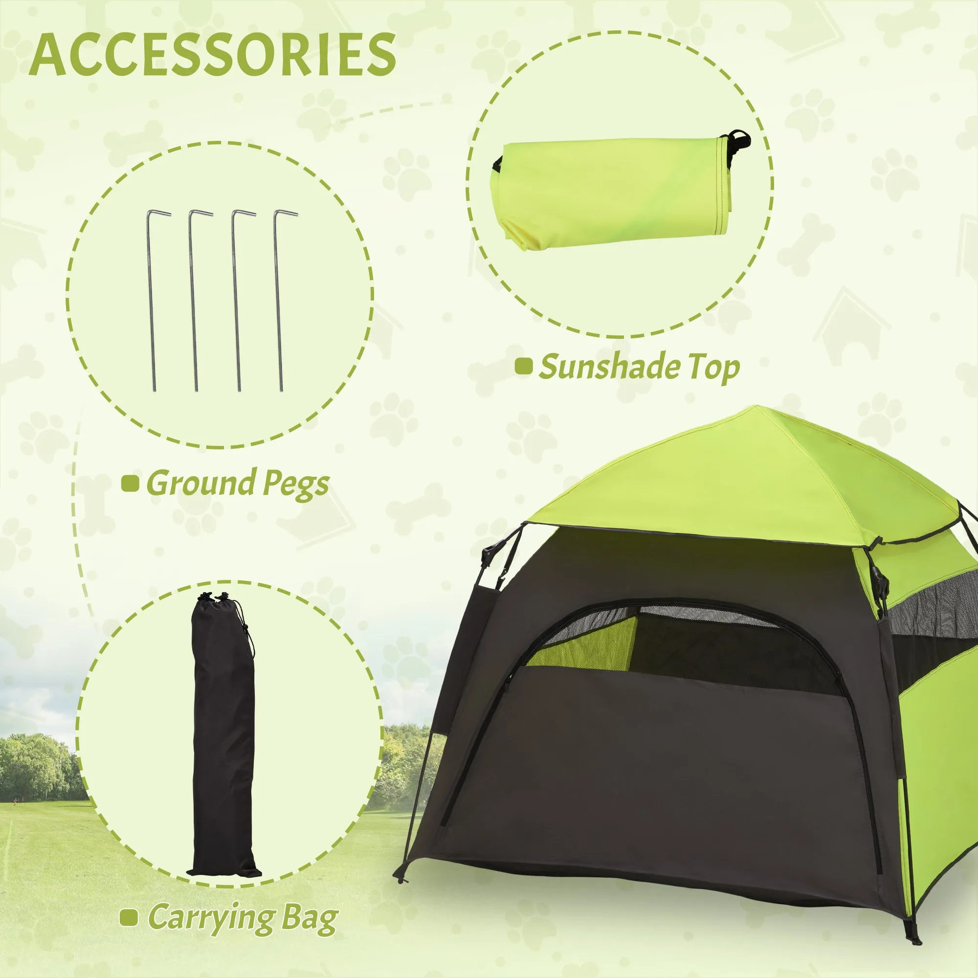 PawHut Foldable Dog Cat Tent with Waterproof Oxford Cloth, Carry Bag