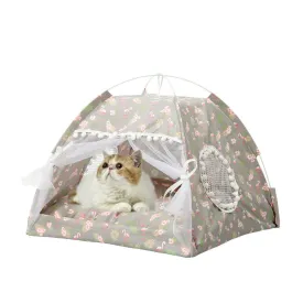 PAWS ASIA Wholesale Indoor Luxury Princess Trendy Foldable Washable Cat Bed Tent Small Dog Bed
