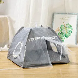 PAWS ASIA Wholesale Indoor Luxury Princess Trendy Foldable Washable Cat Bed Tent Small Dog Bed