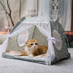 PAWS ASIA Wholesale Indoor Luxury Princess Trendy Foldable Washable Cat Bed Tent Small Dog Bed