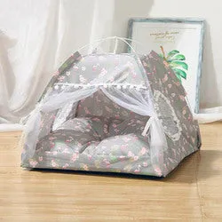 PAWS ASIA Wholesale Indoor Luxury Princess Trendy Foldable Washable Cat Bed Tent Small Dog Bed
