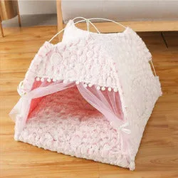 PAWS ASIA Wholesale Indoor Luxury Princess Trendy Foldable Washable Cat Bed Tent Small Dog Bed
