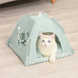 PAWS ASIA Wholesale Indoor Luxury Princess Trendy Foldable Washable Cat Bed Tent Small Dog Bed