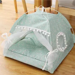 PAWS ASIA Wholesale Indoor Luxury Princess Trendy Foldable Washable Cat Bed Tent Small Dog Bed