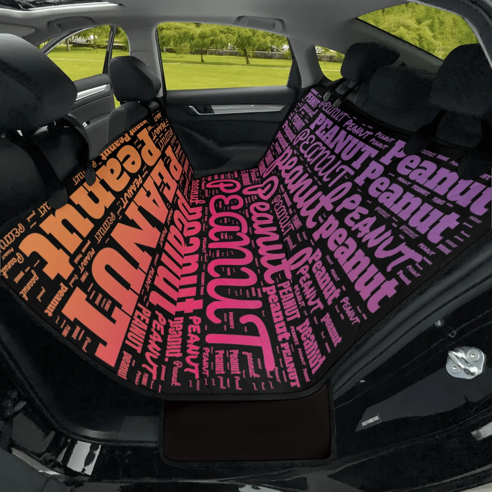 Personalized Dog's Name Word Art Ombre and Black Hammock Dog Car Seat Cover