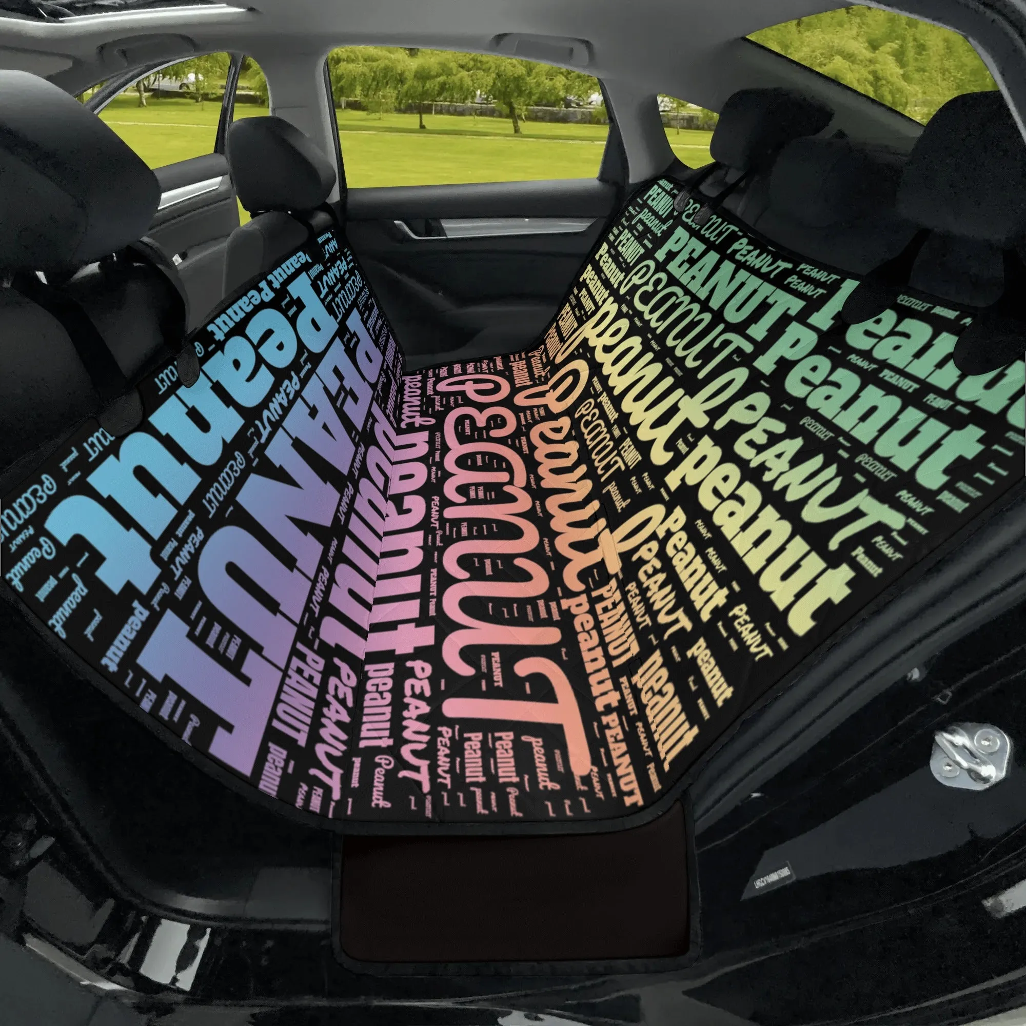 Personalized Dog's Name Word Art Ombre and Black Hammock Dog Car Seat Cover