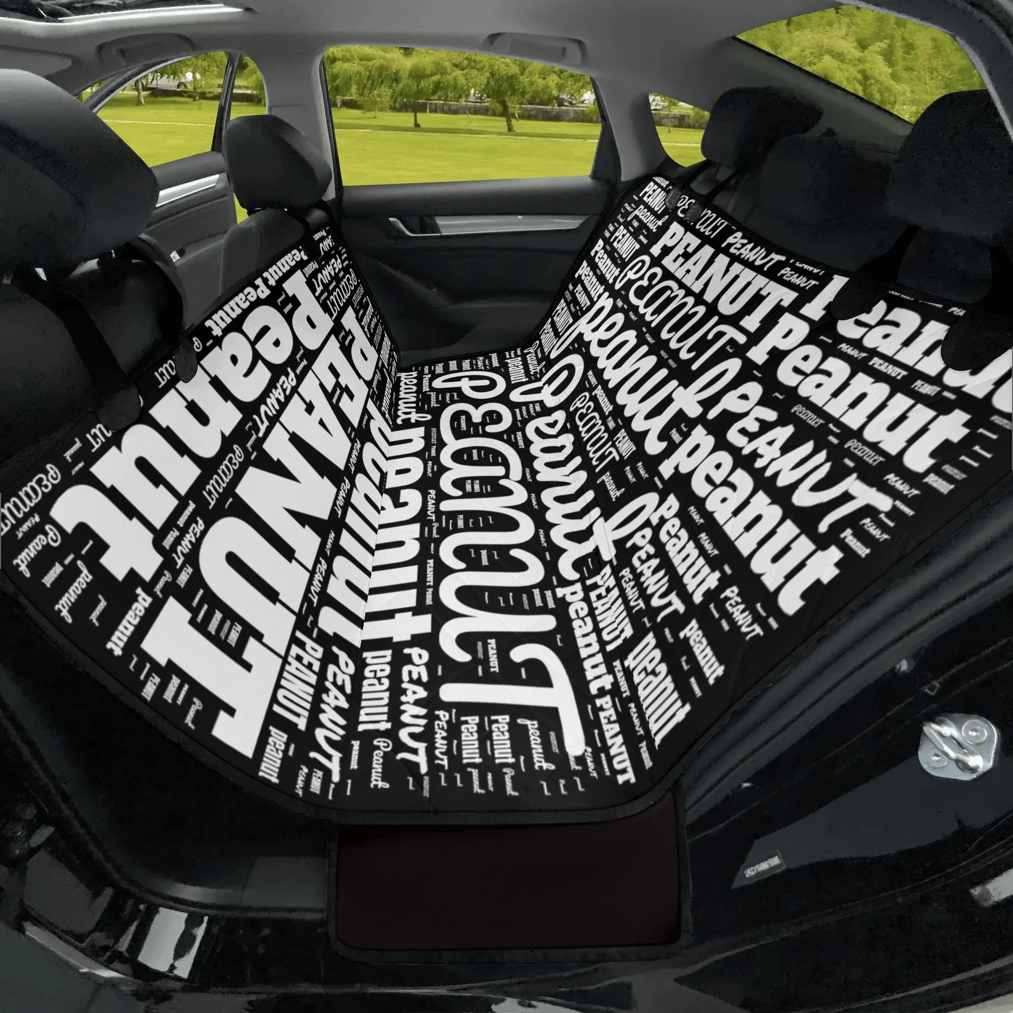 Personalized Dog's Name Word Art Ombre and Black Hammock Dog Car Seat Cover