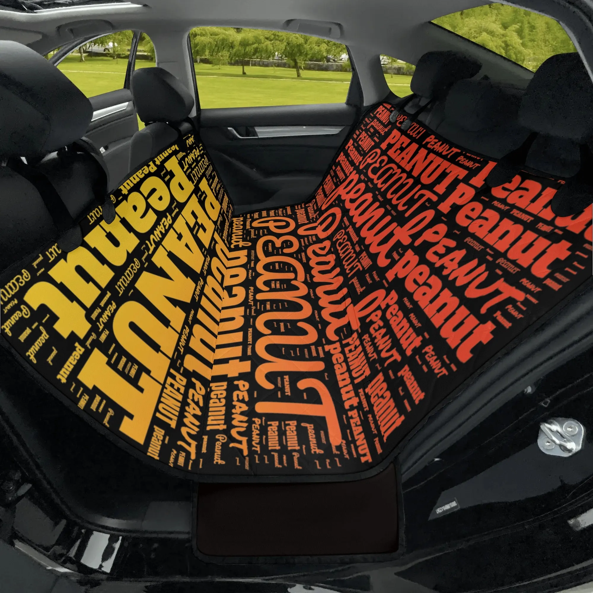 Personalized Dog's Name Word Art Ombre and Black Hammock Dog Car Seat Cover