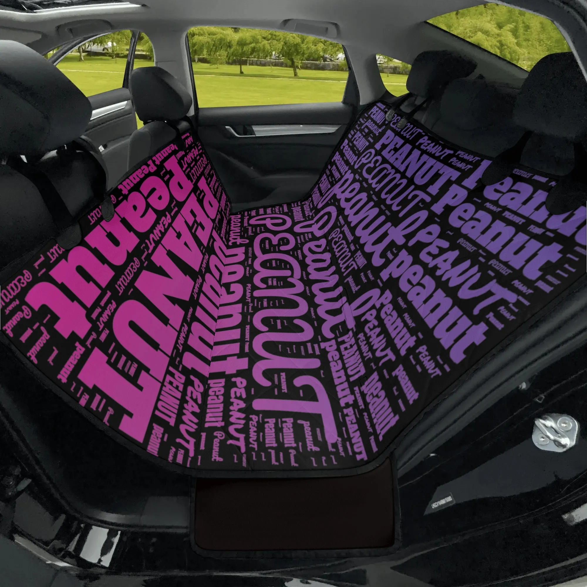Personalized Dog's Name Word Art Ombre and Black Hammock Dog Car Seat Cover