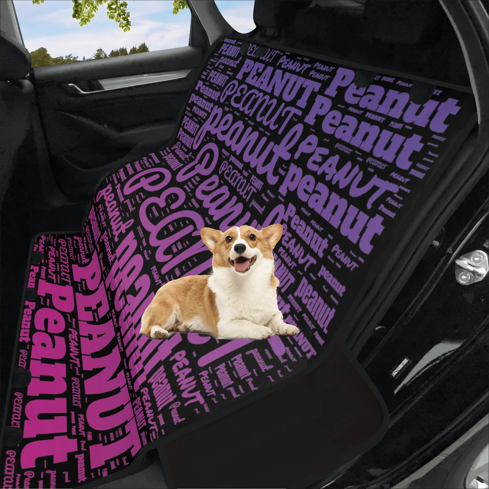 Personalized Dog's Name Word Art Ombre and Black Hammock Dog Car Seat Cover