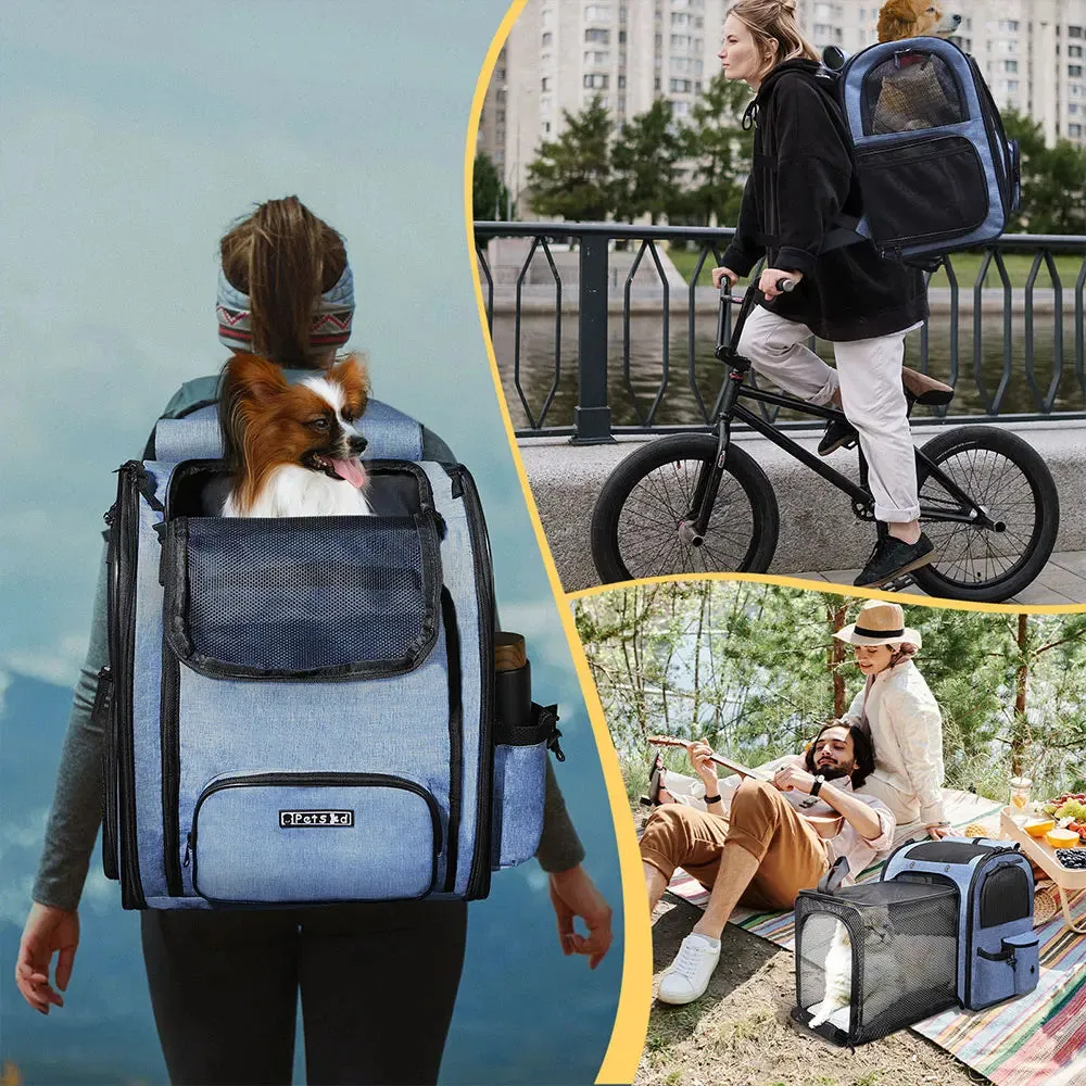 Pet Backpack | Expandable Foldable Cat Carrier | Transport Bag for Small and Medium Dogs and Cats | Large Space Carrier with Zipper | Alo Trendy