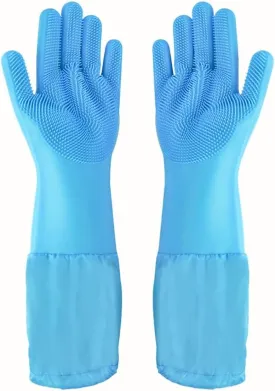 Pet Grooming Gloves Pet Hair Remover Cat, Dog Washing Gloves Silicone Heat Resistant Cleaning Gloves with High-Density Teeth Grooming Gloves for Dogs, Cats, Horses, Rabbits (1 Pair - Blue)