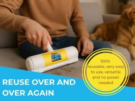 Pet Hair Roller  Reusable Pet Hair Remover for Furniture, Carpet & Car  Dog & Cat Hair Lint Roller  Pet Odor & Fur Buster  Grooming Essential & Upholstery Cleaner  Sticky, No Refills