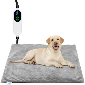 Pet Heating Pad for Cats Dogs, Electric Cat Heating Pad Indoor with Timer, 9 Level Temperature Dog Heating Pad Waterproof Heated Dog Pad Mat for Puppy Dog Cat (28.0" L x 18.0" W x 0.5" Th)