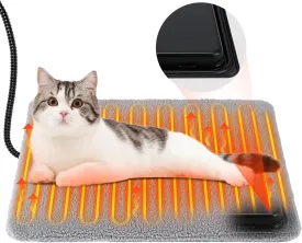 Pet Heating Pad with Thermostat, 30W 15.7x12.6 In Extreme Weather Cat Pad, Waterproof Warming Pet House Mat, Indoor Outdoor Cat Dog Heated Bed with Antibite Cord for Winter Insulated