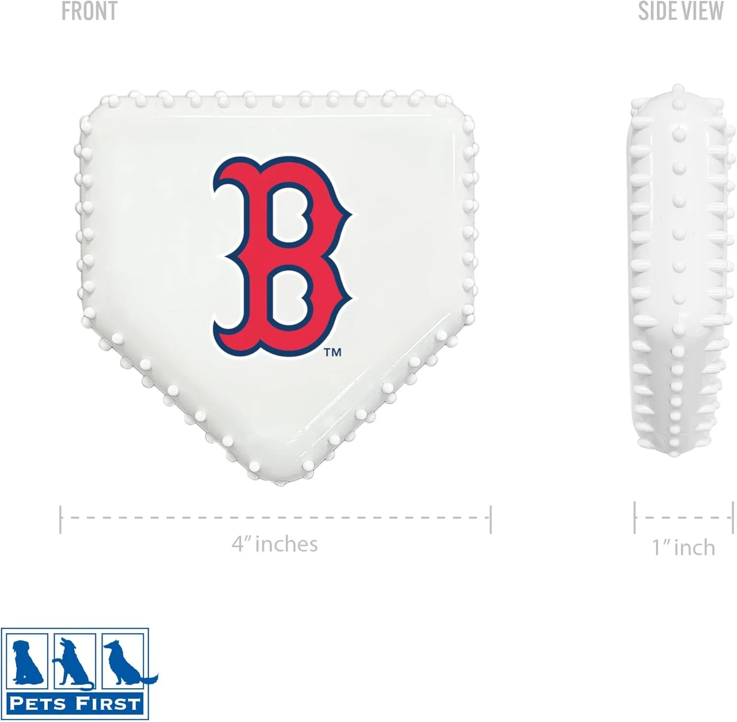 Pets First MLB Boston RED SOX Hard-Nylon Baseball Home Plate Dog Chew Toy, Interactive and Fun Dog CHEW Toy, Bacon Flavored, Strong Durable Chew Toy for Pets