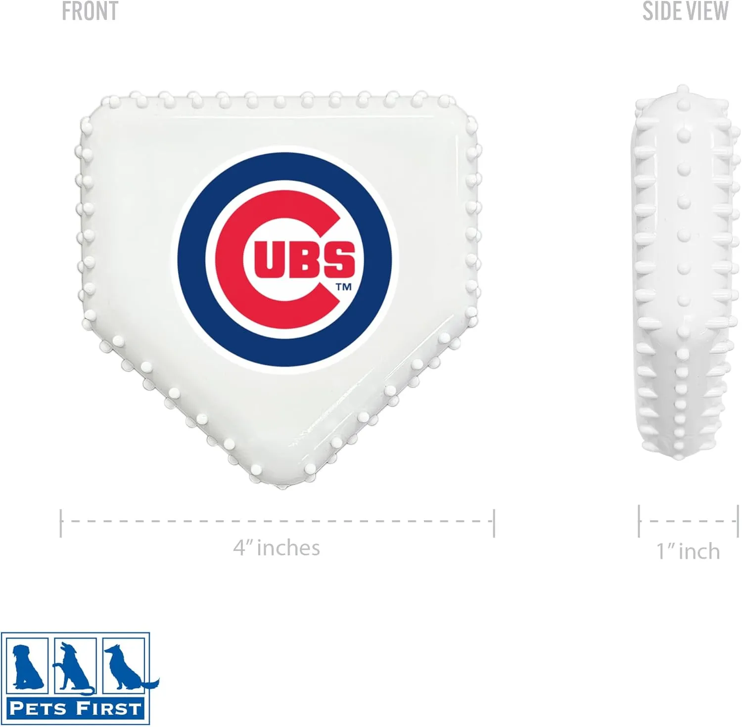 Pets First MLB Chicago Cubs Hard-Nylon Baseball Home Plate Dog Chew Toy, Interactive and Fun Dog CHEW Toy, Bacon Flavored, Strong Durable Chew Toy for Pets