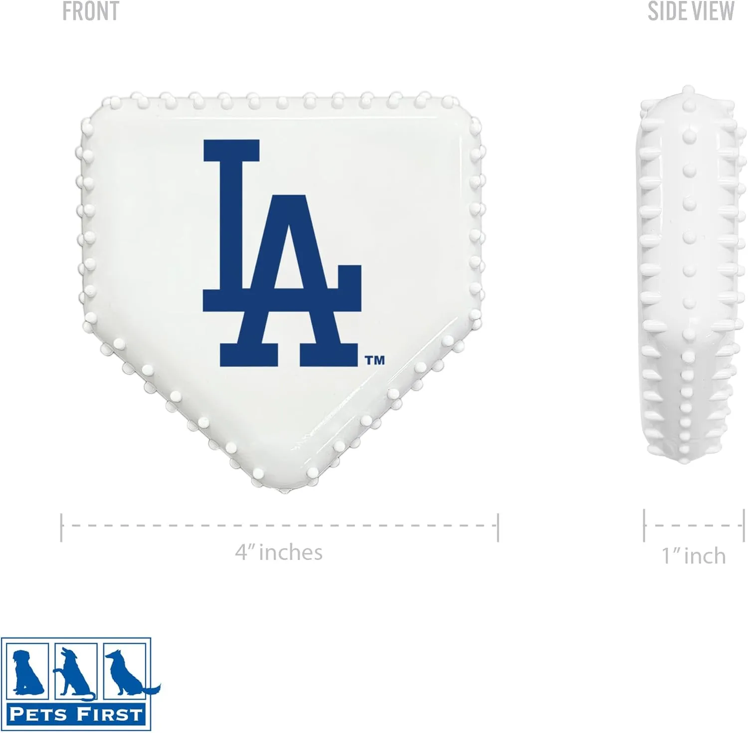 Pets First MLB LA Dodgers Hard-Nylon Baseball Home Plate Dog Chew Toy, Interactive and Fun Dog CHEW Toy, Bacon Flavored, Strong Durable Chew Toy for Pets
