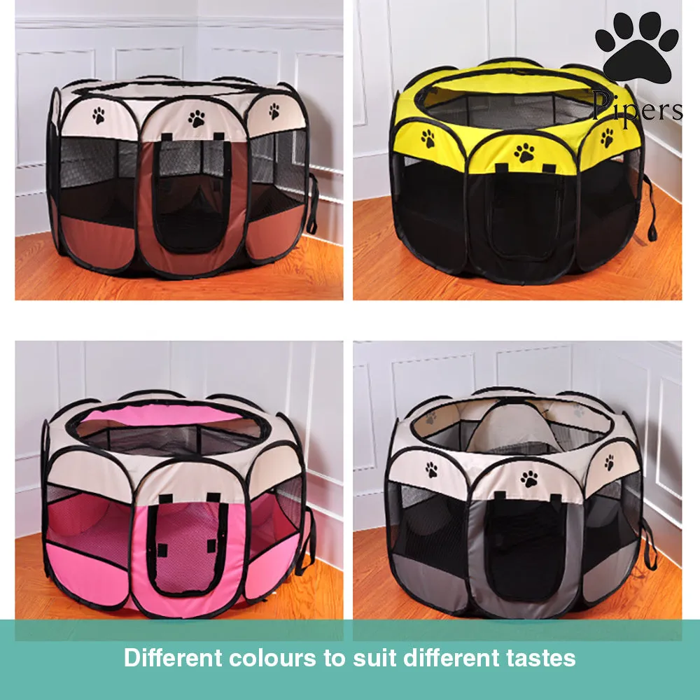 Pipers Pet Portable Playpen Dog Puppy Tent Enclosure Exercise Cat Cage 8 Panels