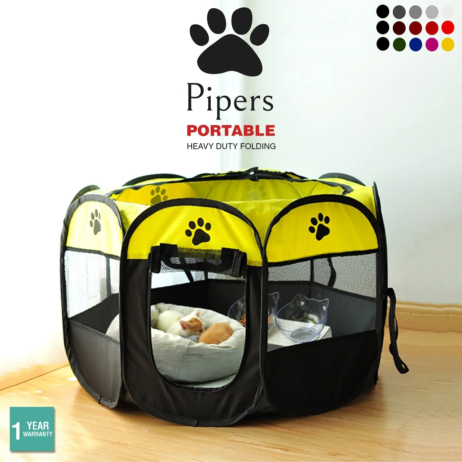 Pipers Pet Portable Playpen Dog Puppy Tent Enclosure Exercise Cat Cage 8 Panels
