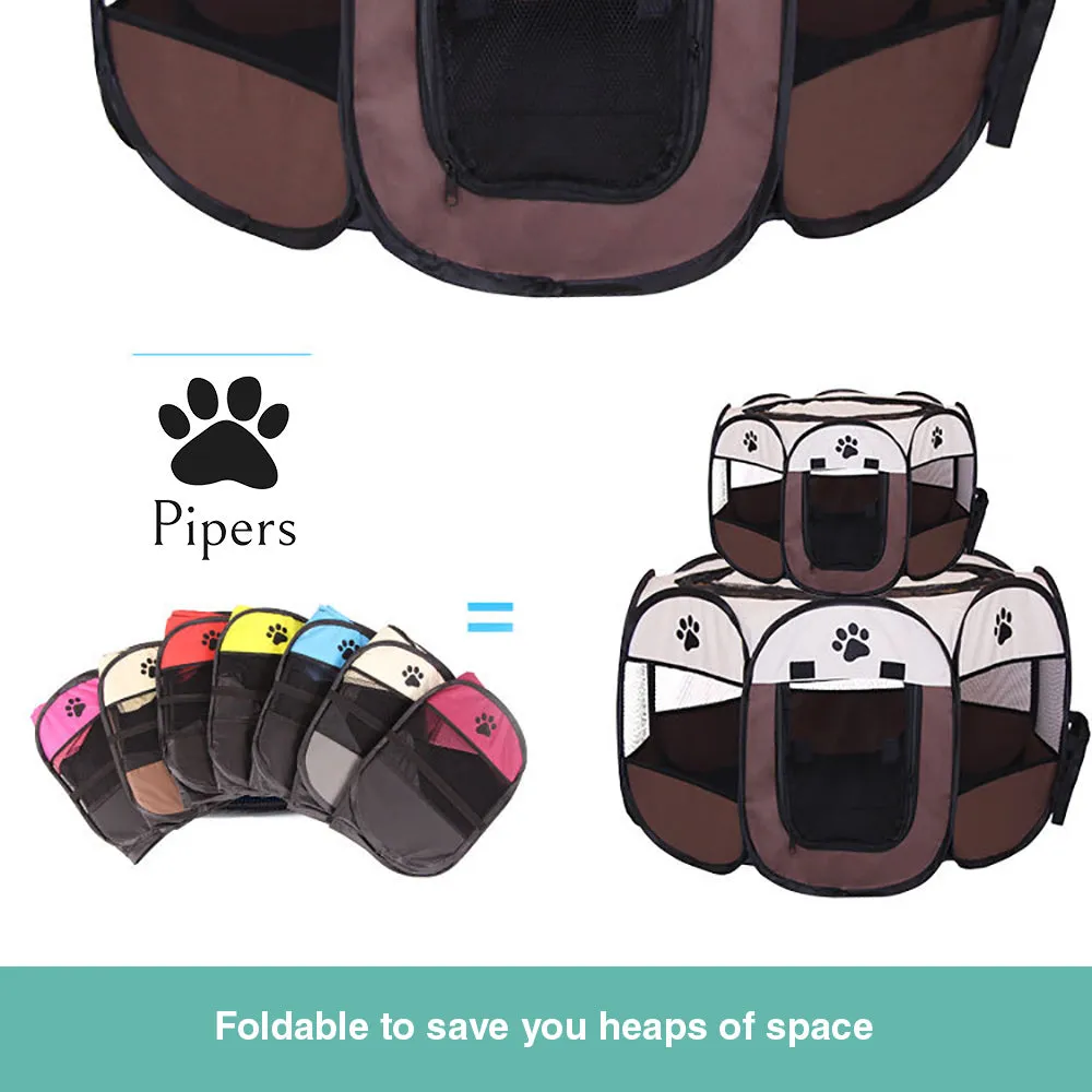Pipers Pet Portable Playpen Dog Puppy Tent Enclosure Exercise Cat Cage 8 Panels