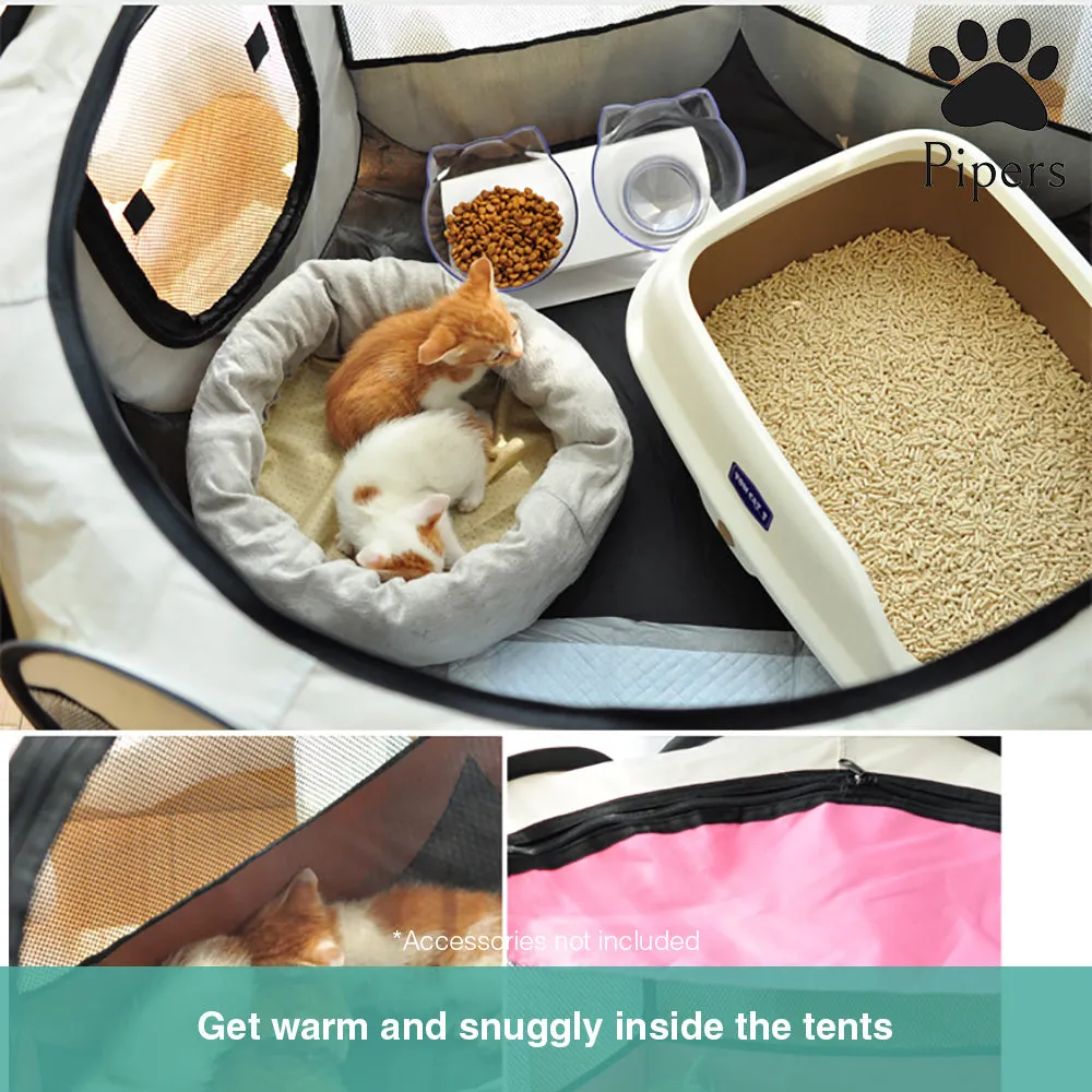 Pipers Pet Portable Playpen Dog Puppy Tent Enclosure Exercise Cat Cage 8 Panels