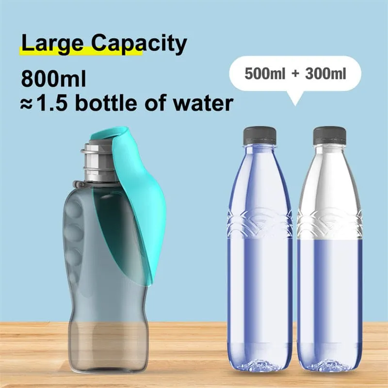 Portable Dog Water Dispenser – 27oz Leak-Proof Travel Bottle with Built-in Bowl
