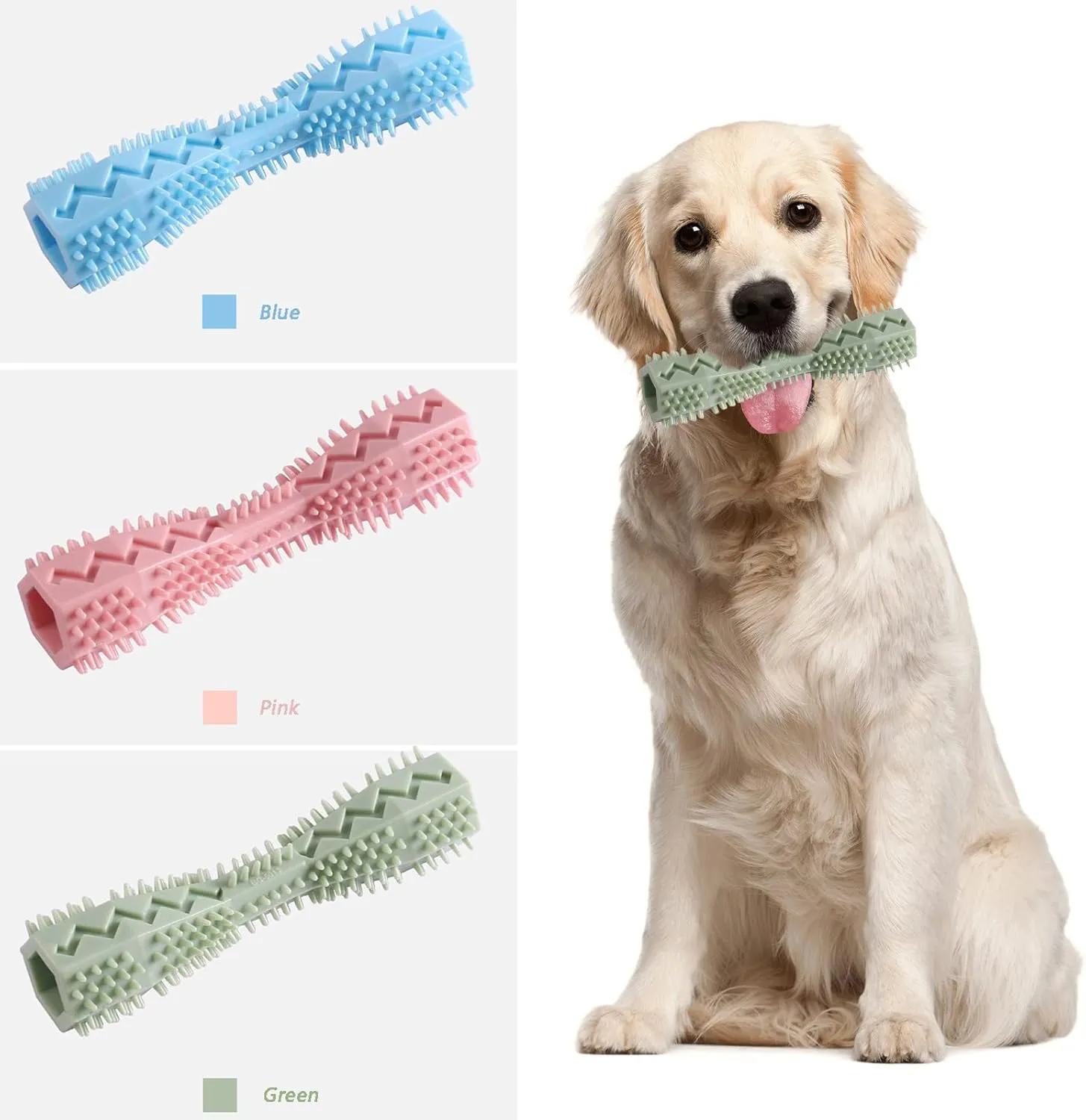 Puppy Bones for Small Dogs Teething Durable Dog Toothbrush Chew Toy Stick Soft Rubber Teeth Cleaning Point Massage Toothpaste Pet Supplies