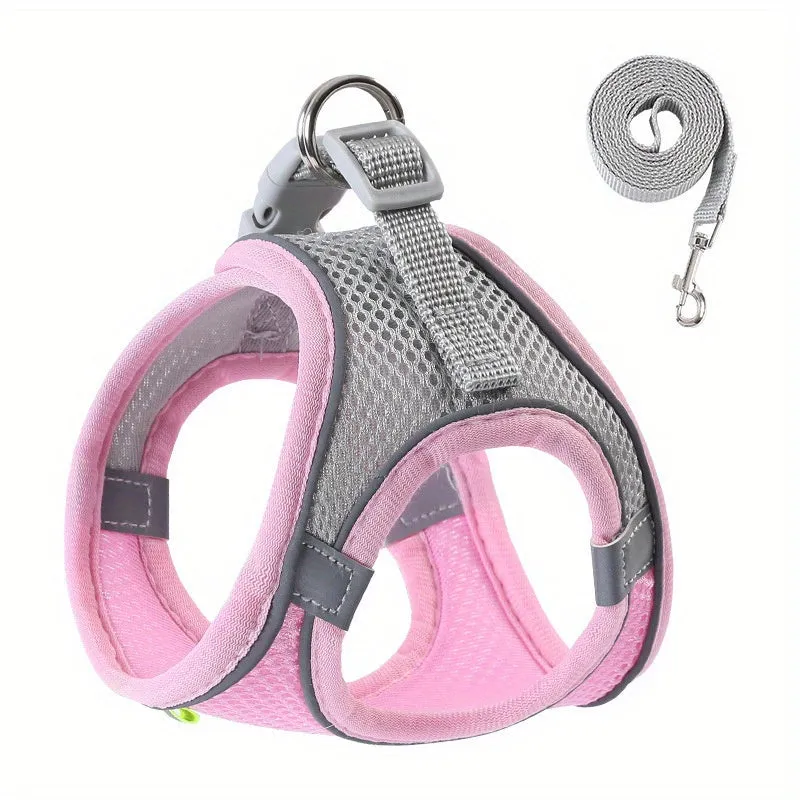 Reflective Dog Harness Set with Adjustable Vest and Leash
