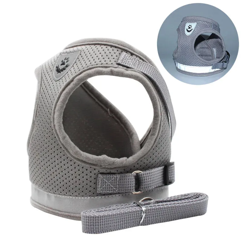 Reflective Dog Vest Harness and Leash Set: Comfortable and Safe Summer Walks for Small Dogs, Cats, and Puppies - Ideal for Chihuahuas and More