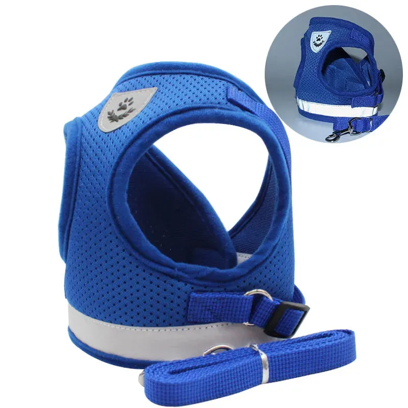 Reflective Dog Vest Harness and Leash Set: Comfortable and Safe Summer Walks for Small Dogs, Cats, and Puppies - Ideal for Chihuahuas and More