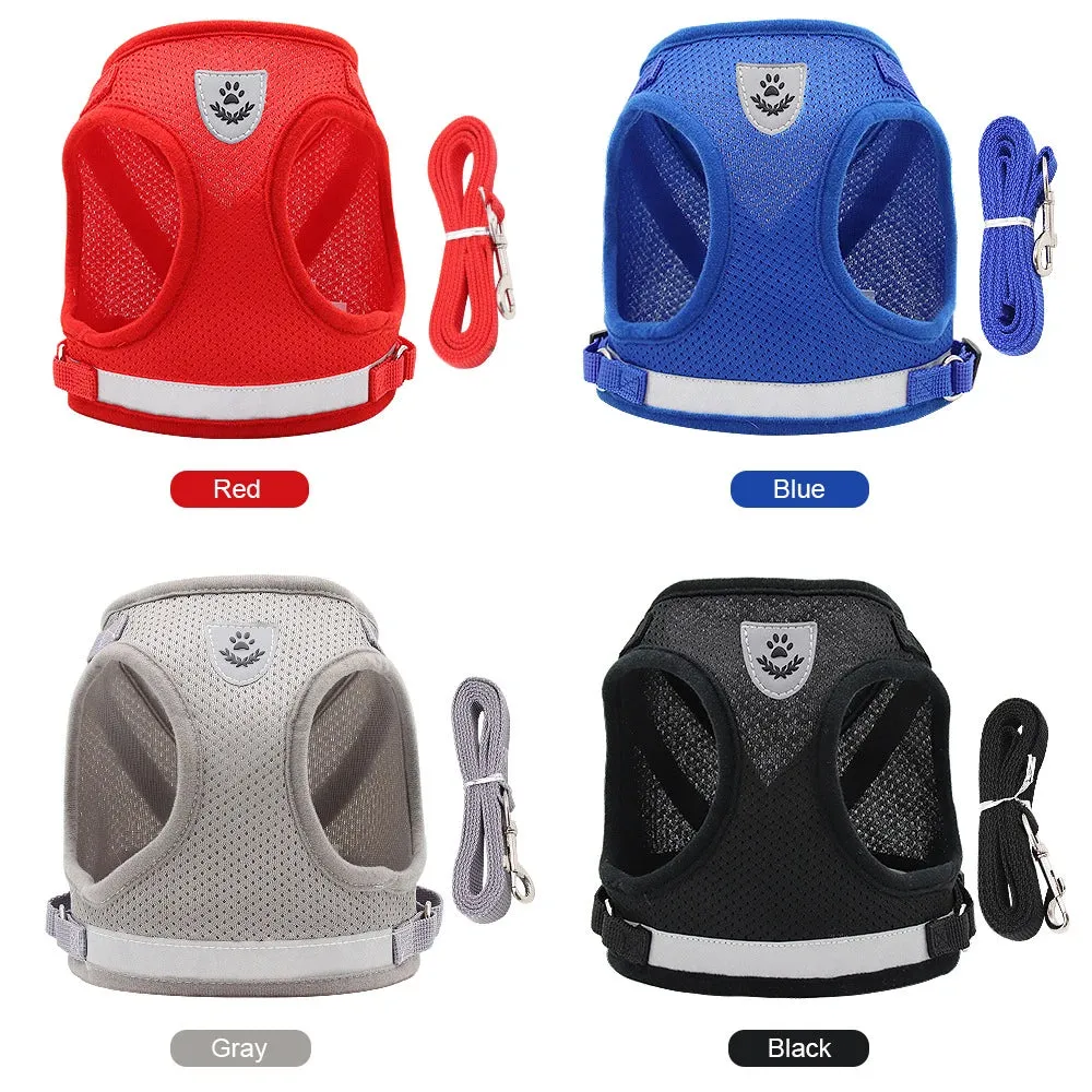 Reflective Dog Vest Harness and Leash Set: Comfortable and Safe Summer Walks for Small Dogs, Cats, and Puppies - Ideal for Chihuahuas and More