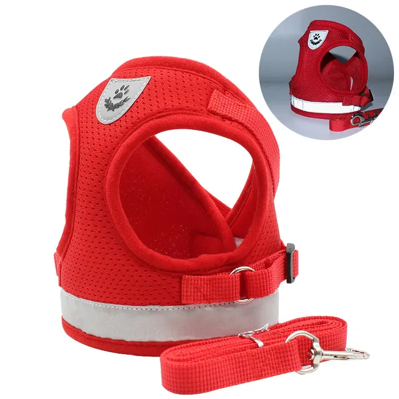 Reflective Dog Vest Harness and Leash Set: Comfortable and Safe Summer Walks for Small Dogs, Cats, and Puppies - Ideal for Chihuahuas and More