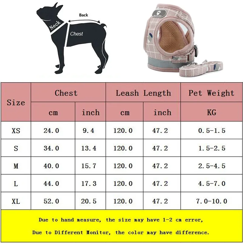 Reflective Nylon Dog Harness and Leash Set - Suitable for Small to Medium Breeds