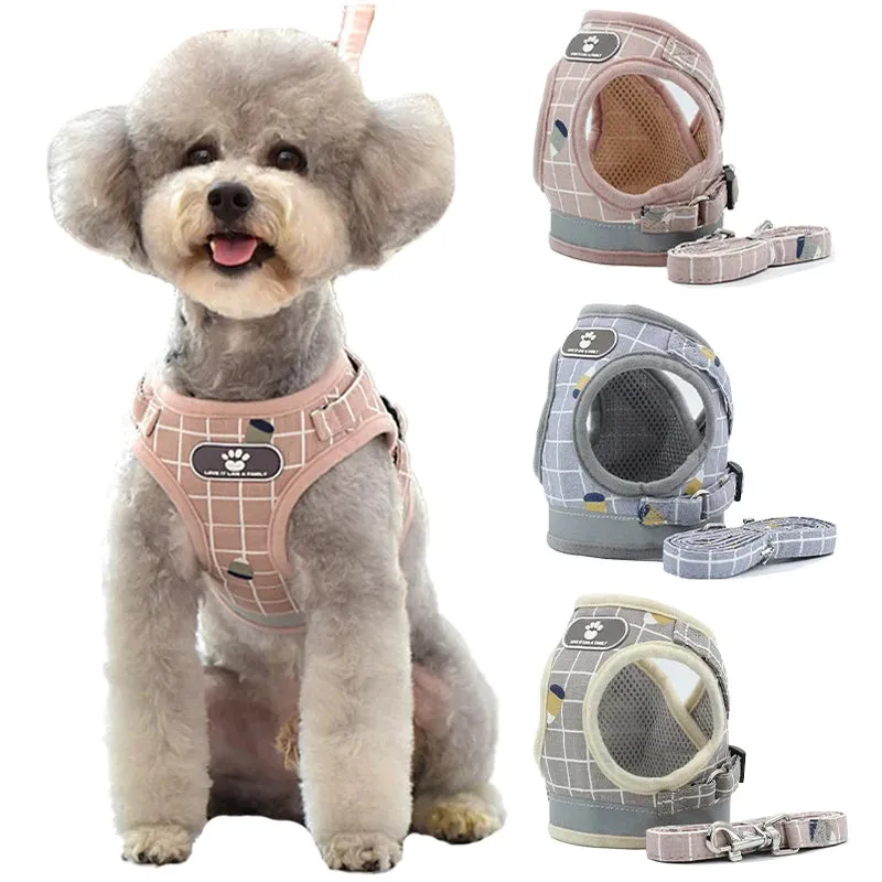 Reflective Nylon Dog Harness and Leash Set - Suitable for Small to Medium Breeds