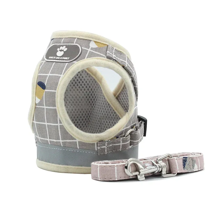 Reflective Nylon Dog Harness and Leash Set - Suitable for Small to Medium Breeds