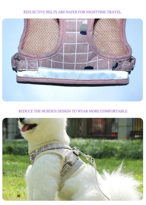 Reflective Nylon Dog Harness and Leash Set - Suitable for Small to Medium Breeds
