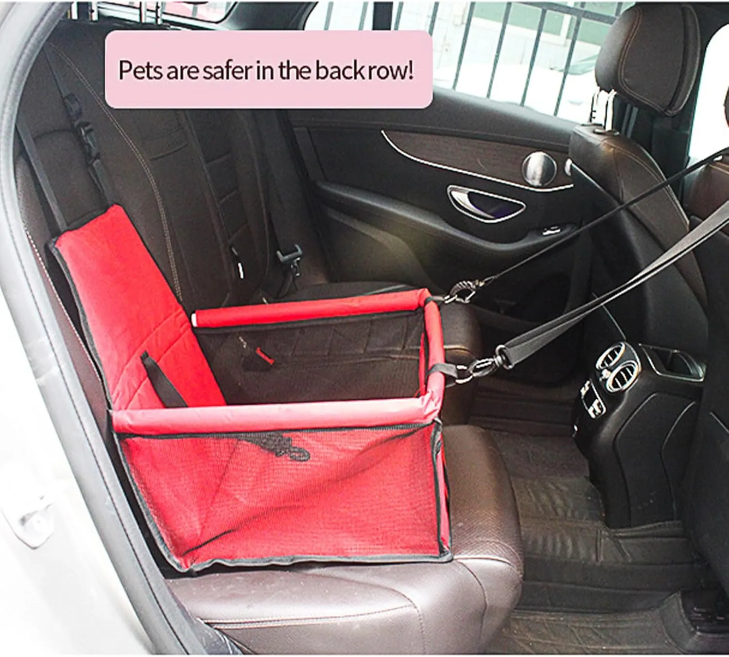 Small Dog Car SeatComfortable Front and Back seat pet beds, Portable Foldable seat, Breathable PVC Frame, Includes seat Belt, fits Small Dogs/Cats Weighing up to 15 pounds (Red, L)