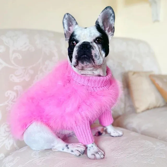 Small Dog Luxury Dog Sweater Dog Winter Clothes Knitted Fur Pet Clothes Warmth French Bulldog Pug Bichon Dog Sweater Ropa Perro