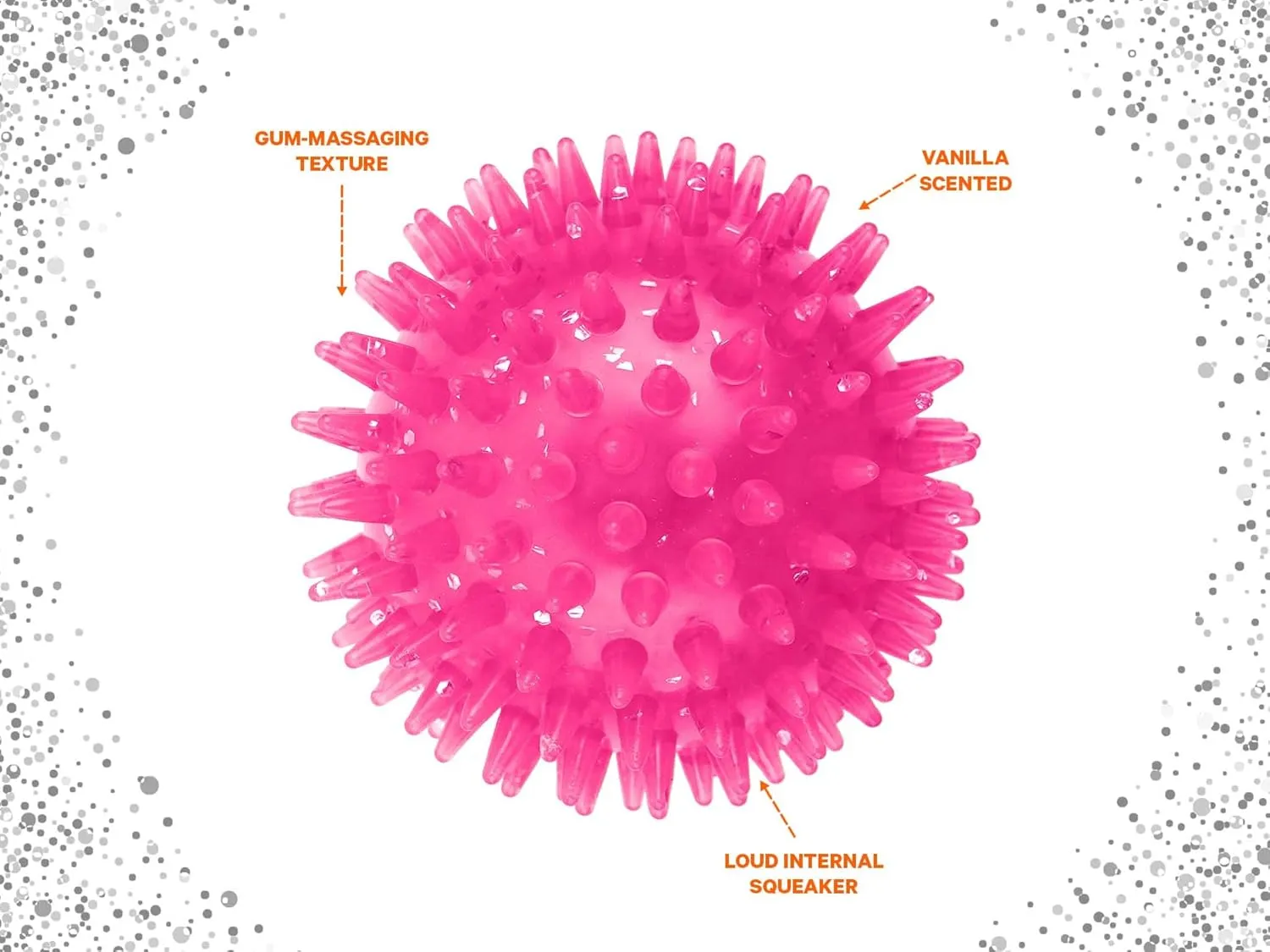 Squeaky Puppy Teething Spikey Glitter Ball Chew Toy, Non-Toxic TPR Rubber for Small to Medium Dogs - Random Color Shipped