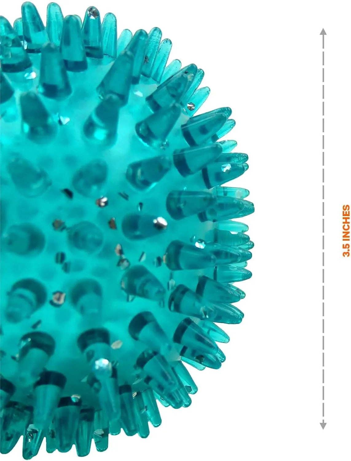 Squeaky Puppy Teething Spikey Glitter Ball Chew Toy, Non-Toxic TPR Rubber for Small to Medium Dogs - Random Color Shipped