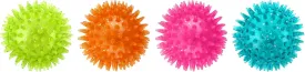 Squeaky Puppy Teething Spikey Glitter Ball Chew Toy, Non-Toxic TPR Rubber for Small to Medium Dogs - Random Color Shipped