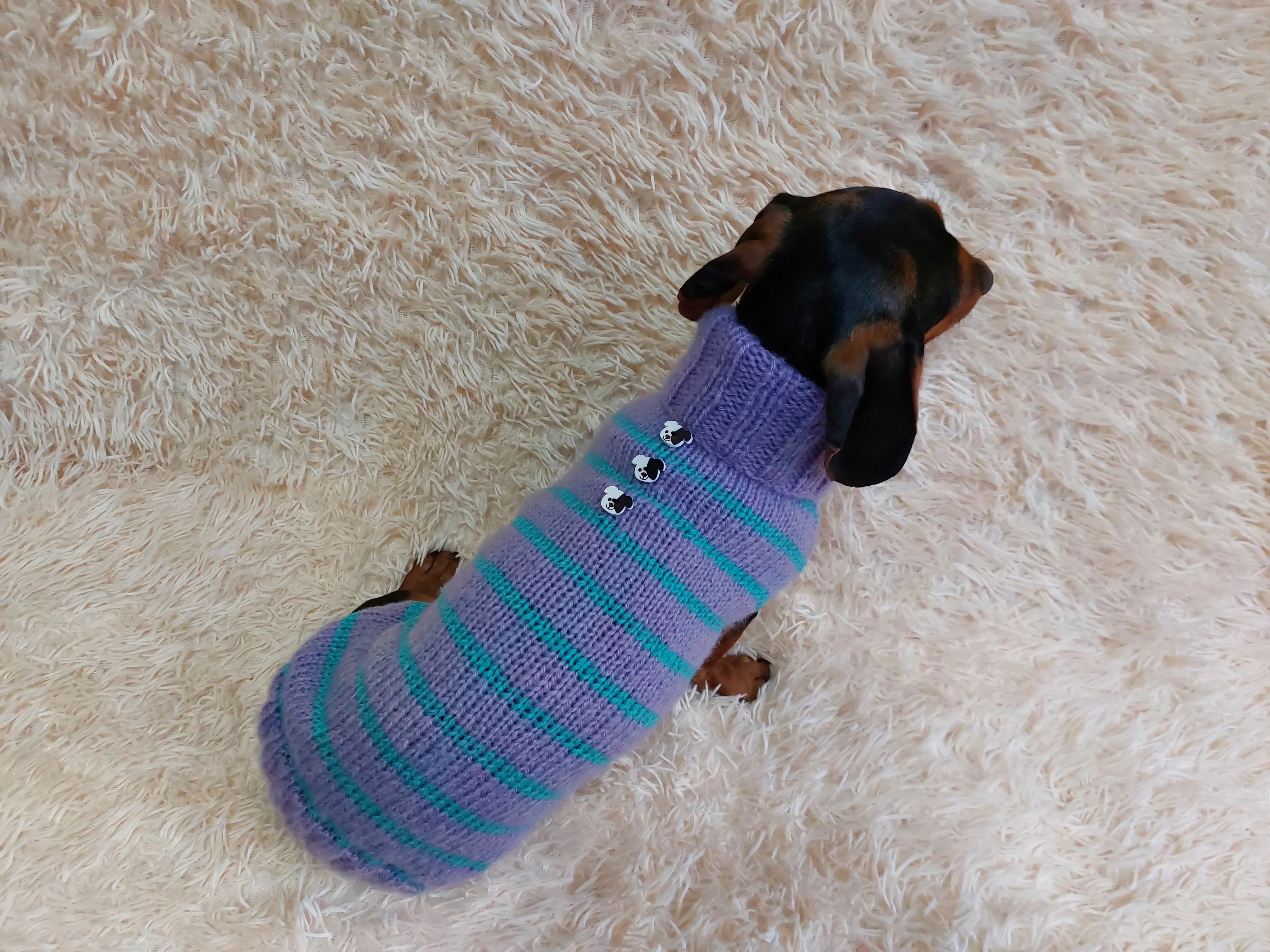 Striped Clothes With Button Pet Dog,Dog Jumper Winter Christmas,Dachshund Button Sweater,Pets Gift