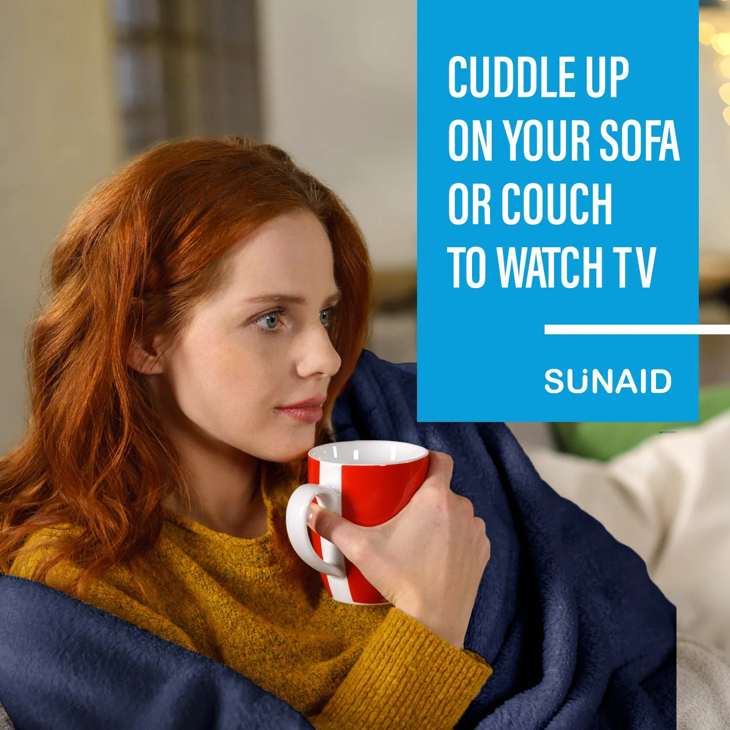 SUNAID Electric Heated Throw Blanket Fleece with Controller, 50" x 60" , 4 Hours Auto Shut-Off, Fast Warming, Full-Body Comfort, Luxuriously Soft, Machine Washable (Navy)