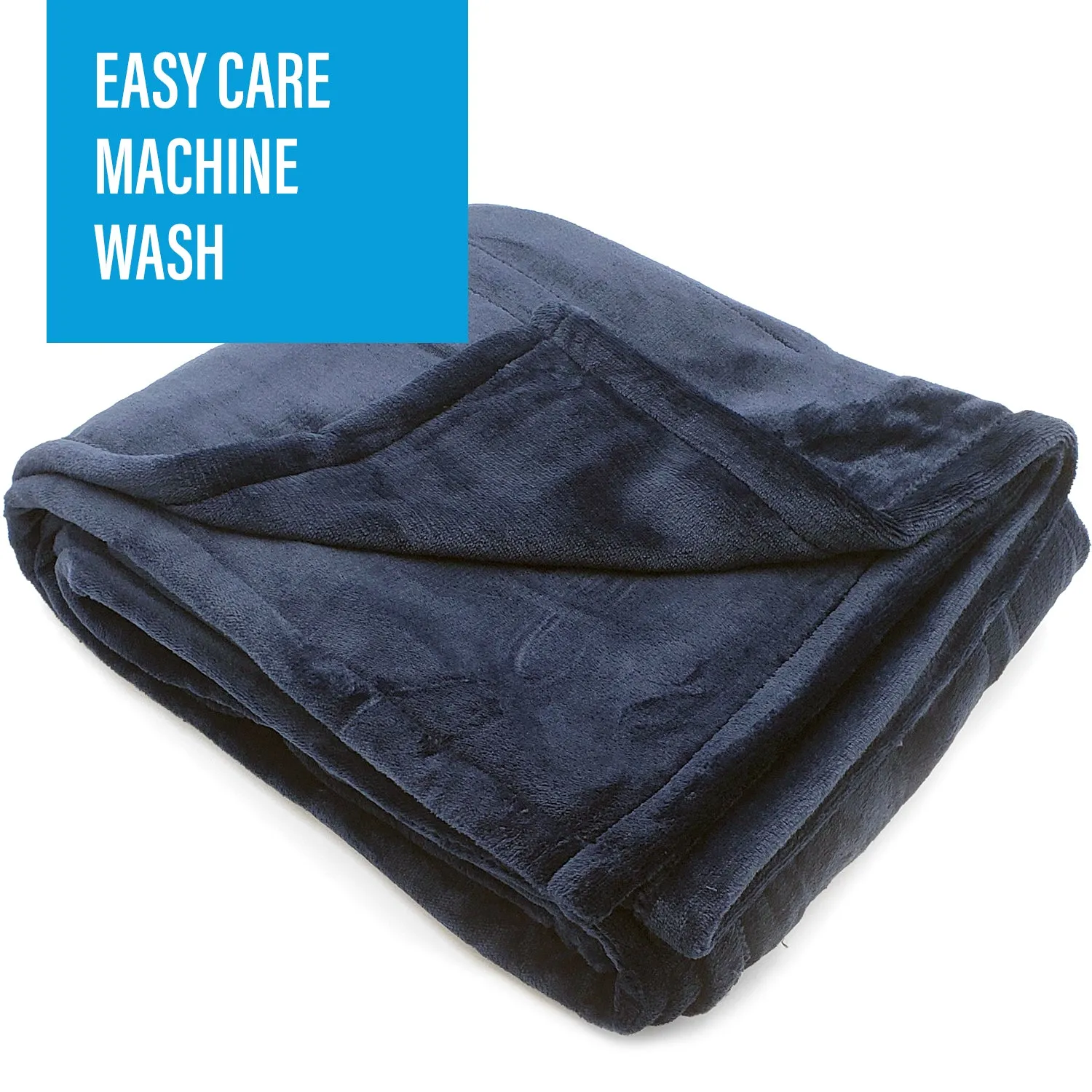 SUNAID Electric Heated Throw Blanket Fleece with Controller, 50" x 60" , 4 Hours Auto Shut-Off, Fast Warming, Full-Body Comfort, Luxuriously Soft, Machine Washable (Navy)