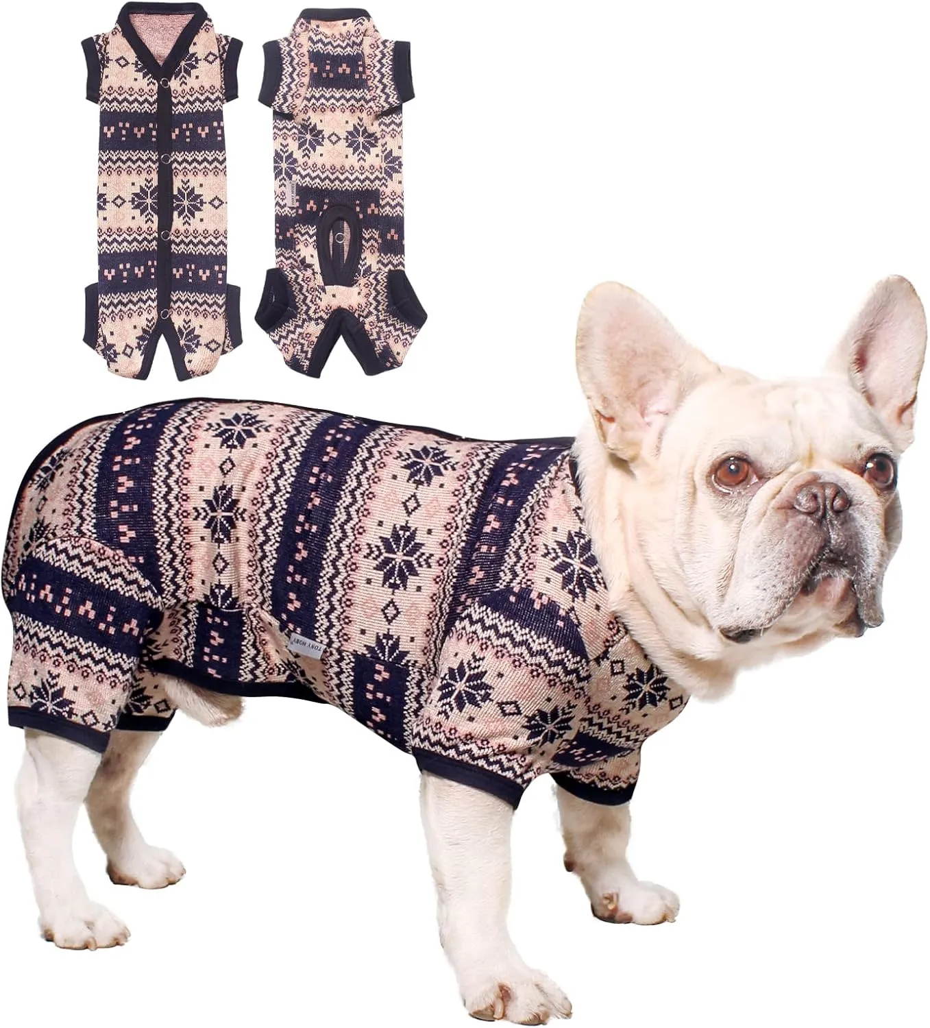 TONY HOBY New Year Dog Sweater, Knitted Winter Pet Sweater, Cold Weater Dog Shirt for Small Medium Dog (Blue, Boy, S)
