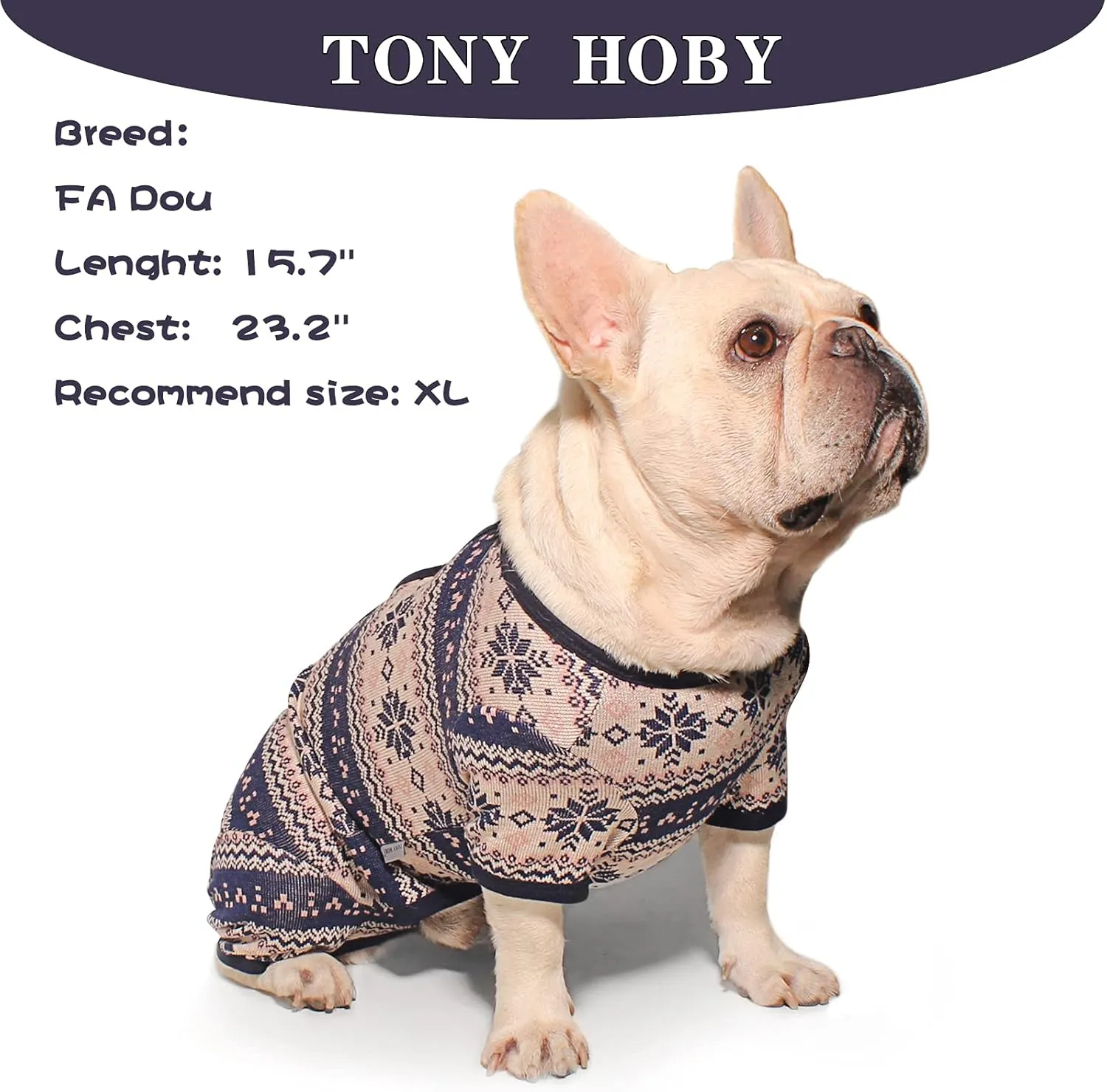 TONY HOBY New Year Dog Sweater, Knitted Winter Pet Sweater, Cold Weater Dog Shirt for Small Medium Dog (Blue, Boy, S)