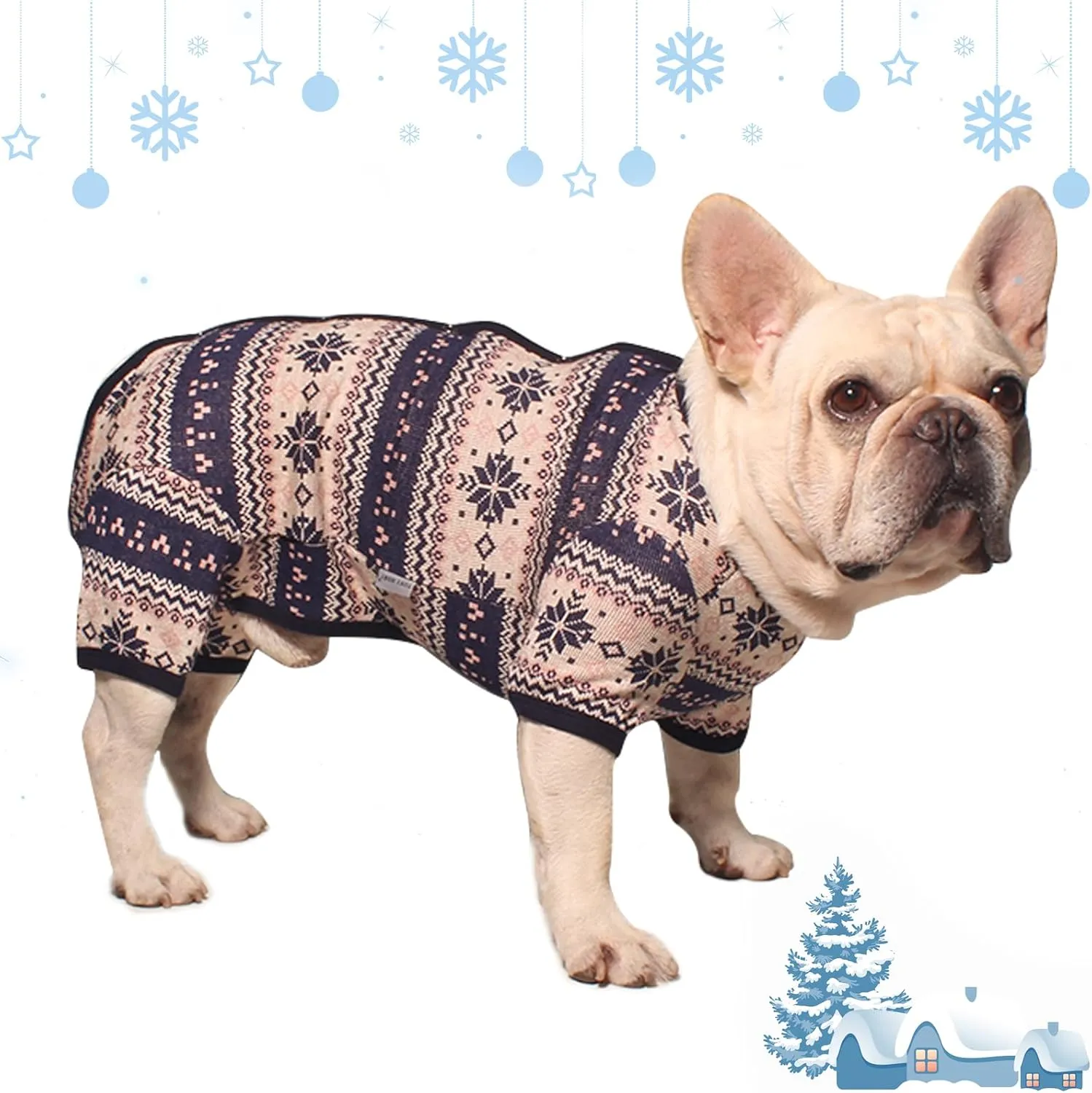 TONY HOBY New Year Dog Sweater, Knitted Winter Pet Sweater, Cold Weater Dog Shirt for Small Medium Dog (Blue, Boy, S)