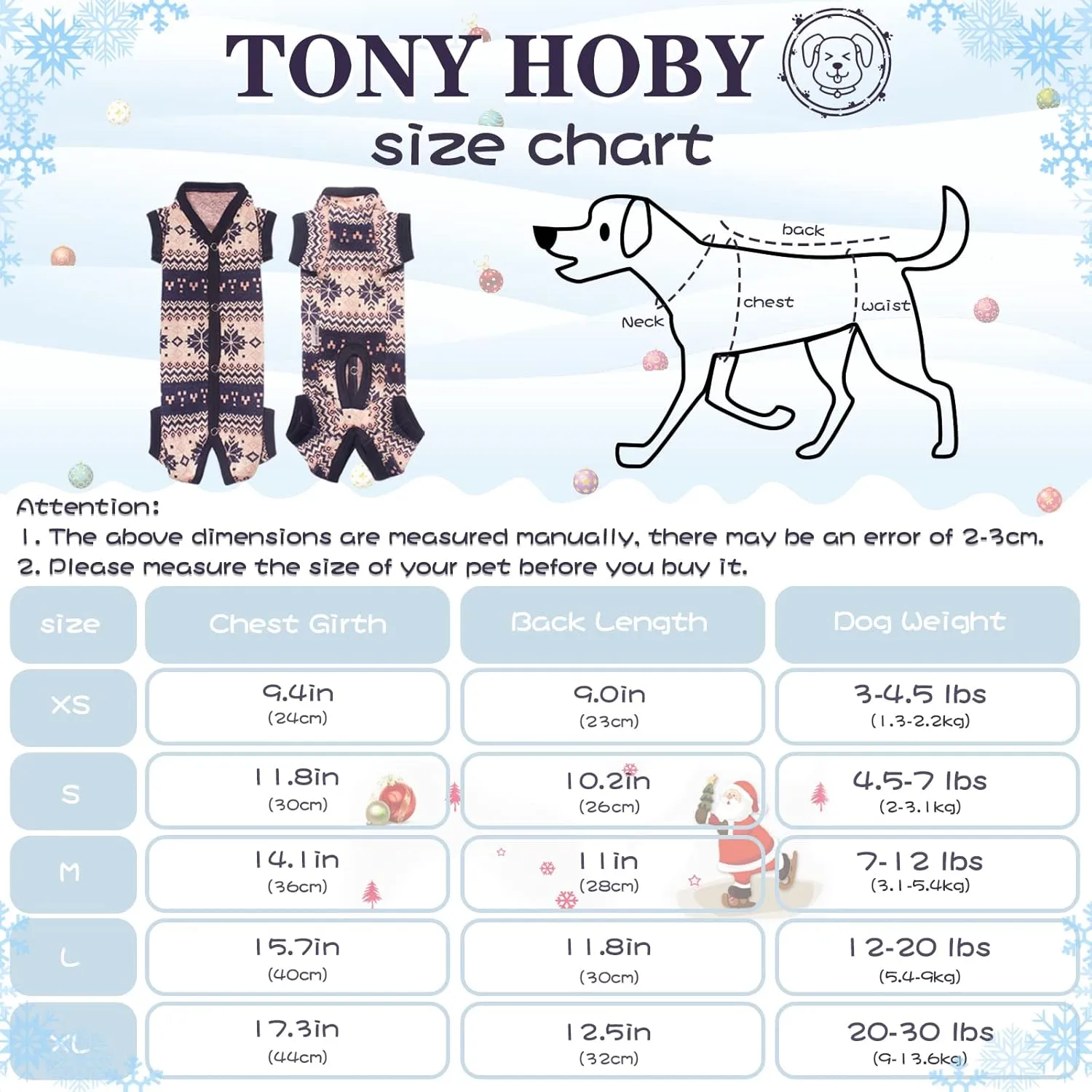 TONY HOBY New Year Dog Sweater, Knitted Winter Pet Sweater, Cold Weater Dog Shirt for Small Medium Dog (Blue, Boy, S)